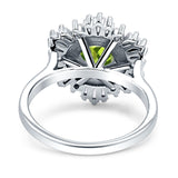 Floral Art Deco Round Engagement Ring Simulated Cubic Zirconia 925 Sterling Silver