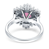 Floral Art Deco Round Engagement Ring Simulated Cubic Zirconia 925 Sterling Silver