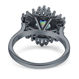 Floral Art Deco Round Engagement Ring Simulated Cubic Zirconia 925 Sterling Silver