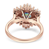 Floral Art Deco Round Engagement Ring Simulated Cubic Zirconia 925 Sterling Silver