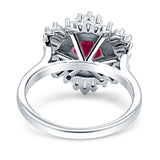 Floral Art Deco Round Engagement Ring Simulated Cubic Zirconia 925 Sterling Silver