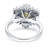 Floral Art Deco Round Engagement Ring Simulated Cubic Zirconia 925 Sterling Silver