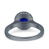 Bezel Set Solitaire Hidden Halo Round Engagement Ring Cubic Zirconia 925 Sterling Silver