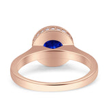 Bezel Set Solitaire Hidden Halo Round Engagement Ring Cubic Zirconia 925 Sterling Silver