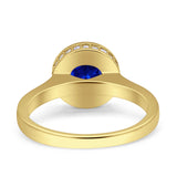 Bezel Set Solitaire Hidden Halo Round Engagement Ring Cubic Zirconia 925 Sterling Silver