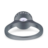 Bezel Set Solitaire Hidden Halo Round Engagement Ring Cubic Zirconia 925 Sterling Silver