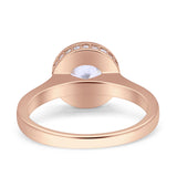 Bezel Set Solitaire Hidden Halo Round Engagement Ring Cubic Zirconia 925 Sterling Silver