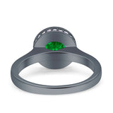 Bezel Set Solitaire Hidden Halo Round Engagement Ring Cubic Zirconia 925 Sterling Silver