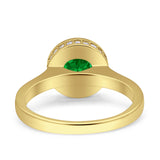 Bezel Set Solitaire Hidden Halo Round Engagement Ring Cubic Zirconia 925 Sterling Silver