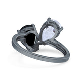 Teardrop Pear Art Deco Wedding Engagement Ring Simulated Cubic Zirconia 925 Sterling Silver