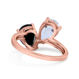 Teardrop Pear Art Deco Wedding Engagement Ring Simulated Cubic Zirconia 925 Sterling Silver