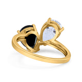 Teardrop Pear Art Deco Wedding Engagement Ring Simulated Cubic Zirconia 925 Sterling Silver