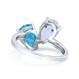 Teardrop Pear Art Deco Wedding Engagement Ring Simulated Cubic Zirconia 925 Sterling Silver