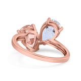 Teardrop Pear Art Deco Wedding Engagement Ring Simulated Cubic Zirconia 925 Sterling Silver