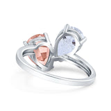 Teardrop Pear Art Deco Wedding Engagement Ring Simulated Cubic Zirconia 925 Sterling Silver