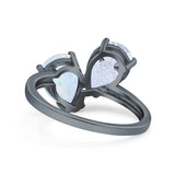 Teardrop Pear Art Deco Wedding Engagement Ring Simulated Cubic Zirconia 925 Sterling Silver