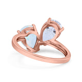 Teardrop Pear Art Deco Wedding Engagement Ring Simulated Cubic Zirconia 925 Sterling Silver