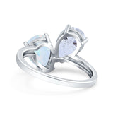 Teardrop Pear Art Deco Wedding Engagement Ring Simulated Cubic Zirconia 925 Sterling Silver