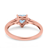 Art Deco Heart Three Stone Wedding Bridal Ring Ruby Simulated Cubic Zirconia 925 Sterling Silver