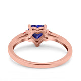 Art Deco Heart Three Stone Wedding Bridal Ring Ruby Simulated Cubic Zirconia 925 Sterling Silver