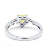 Art Deco Heart Three Stone Wedding Bridal Ring Ruby Simulated Cubic Zirconia 925 Sterling Silver