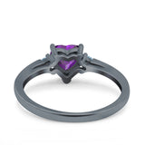 Art Deco Heart Three Stone Wedding Bridal Ring Aquamarine Simulated Cubic Zirconia 925 Sterling Silver