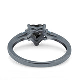 Art Deco Heart Three Stone Wedding Bridal Ring Aquamarine Simulated Cubic Zirconia 925 Sterling Silver