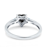 Art Deco Heart Three Stone Wedding Bridal Ring Aquamarine Simulated Cubic Zirconia 925 Sterling Silver