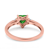 Art Deco Heart Three Stone Wedding Bridal Ring Aquamarine Simulated Cubic Zirconia 925 Sterling Silver