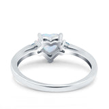 Art Deco Heart Three Stone Wedding Bridal Ring Aquamarine Simulated Cubic Zirconia 925 Sterling Silver