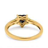 Art Deco Heart Three Stone Wedding Bridal Ring Peridot Simulated Cubic Zirconia 925 Sterling Silver