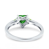 Art Deco Heart Three Stone Wedding Bridal Ring Peridot Simulated Cubic Zirconia 925 Sterling Silver