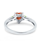 Art Deco Heart Three Stone Wedding Bridal Ring Peridot Simulated Cubic Zirconia 925 Sterling Silver