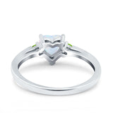 Art Deco Heart Three Stone Wedding Bridal Ring Peridot Simulated Cubic Zirconia 925 Sterling Silver