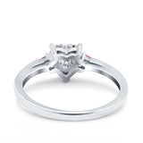 Art Deco Heart Three Stone Wedding Bridal Ring Pink Simulated Cubic Zirconia 925 Sterling Silver