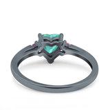 Art Deco Heart Three Stone Wedding Bridal Ring Pink Simulated Cubic Zirconia 925 Sterling Silver