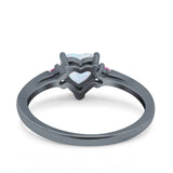 Art Deco Heart Three Stone Wedding Bridal Ring Pink Simulated Cubic Zirconia 925 Sterling Silver