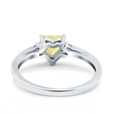 Art Deco Heart Three Stone Wedding Bridal Ring Pink Simulated Cubic Zirconia 925 Sterling Silver