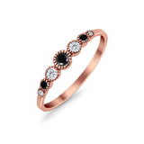 Half Eternity Band Round Simulated Black Cubic Zirconia 925 Sterling Silver (4mm)