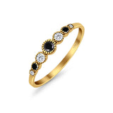 Half Eternity Band Round Simulated Black Cubic Zirconia 925 Sterling Silver (4mm)
