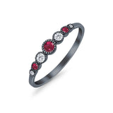Half Eternity Band Round Simulated Ruby Cubic Zirconia 925 Sterling Silver (4mm)