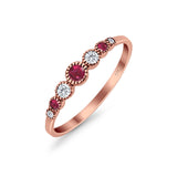 Half Eternity Band Round Simulated Ruby Cubic Zirconia 925 Sterling Silver (4mm)
