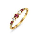 Half Eternity Band Round Simulated Ruby Cubic Zirconia 925 Sterling Silver (4mm)