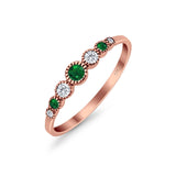 Half Eternity Band Round Simulated Green Emerald Cubic Zirconia 925 Sterling Silver (4mm)