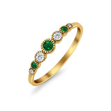 Half Eternity Band Round Simulated Green Emerald Cubic Zirconia 925 Sterling Silver (4mm)