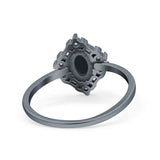 Art Deco Oval Wedding Bridal Ring Simulated Cubic Zirconia 925 Sterling Silver