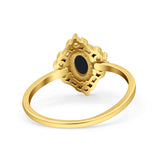 Art Deco Oval Wedding Bridal Ring Simulated Cubic Zirconia 925 Sterling Silver