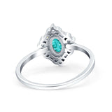 Art Deco Oval Wedding Bridal Ring Simulated Cubic Zirconia 925 Sterling Silver