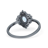 Art Deco Oval Wedding Bridal Ring Simulated Cubic Zirconia 925 Sterling Silver