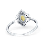 Art Deco Oval Wedding Bridal Ring Simulated Cubic Zirconia 925 Sterling Silver